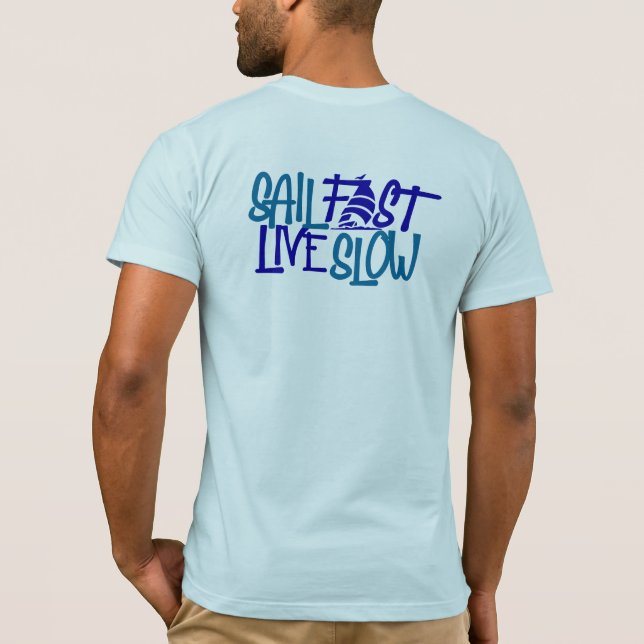 Camiseta Navegación Rápida Impresión azul Náutica en la par (Reverso)