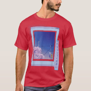 Camiseta Navegador Kawaii de flores de cerezo de la ciudad
