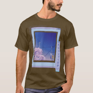 Camiseta Navegador Sakura Cute Anime Vaporwave Noche Japone