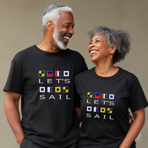 Camiseta Navegemos con banderas náuticas coloridas color os