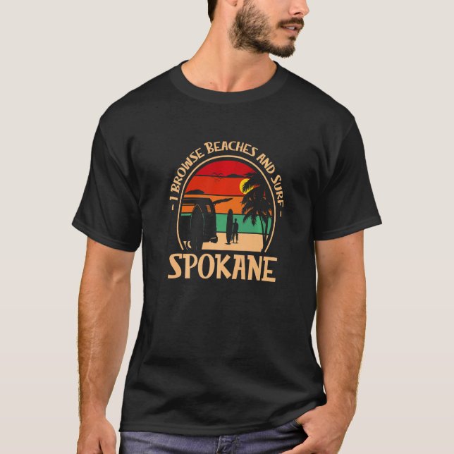 Camiseta Navego Por Las Playas Y El Surf Spokane Surfing Wa (Anverso)