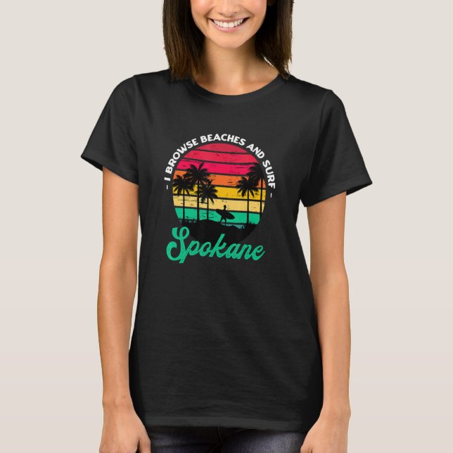 Camiseta Navego Por Las Playas Y El Surf Spokane Surfing Wa (Anverso)