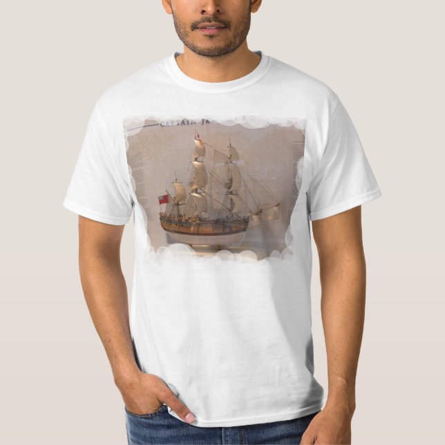 Camiseta Naves de los exploradores, capitán James Cook (Anverso)