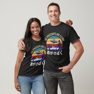 Camiseta Naves Espaciales Retro OVNI Desierto Ciencia Ficci