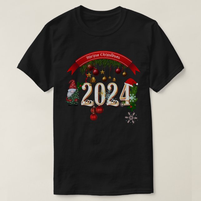 Camiseta Navidad 2024, feliz año nuevo Pegatinas clásico T- (Diseño del anverso)