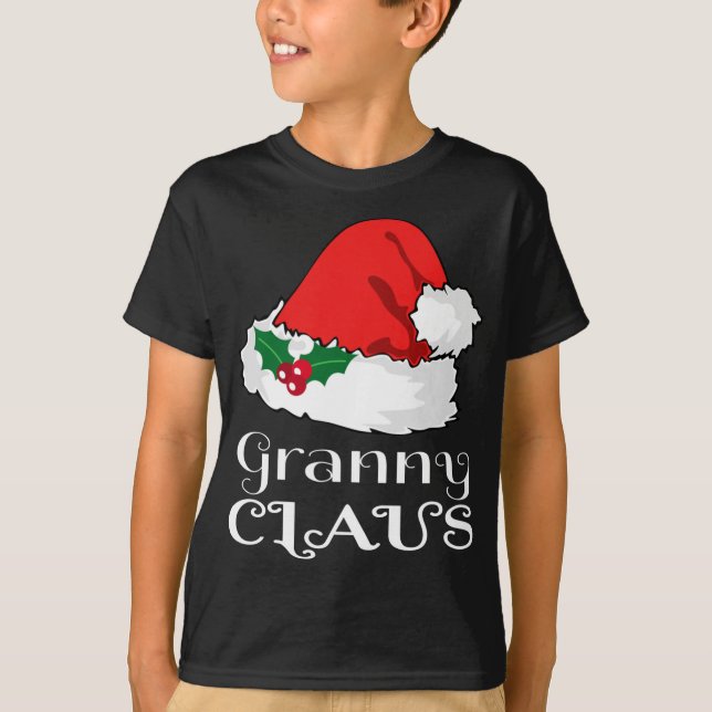 Camiseta Navidad Abuela Claus Matando Pajama Santa Hat X (Anverso)