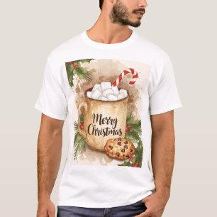 Camiseta Navidad acogedora alegre galleta de acebo festiva 
