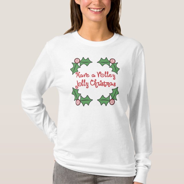 Camiseta Navidad alegre del voleo de VolleyChick (Anverso)