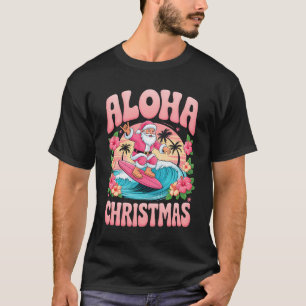 Camiseta Navidad Aloha Santa Claus Surfing Hawaiano Mele