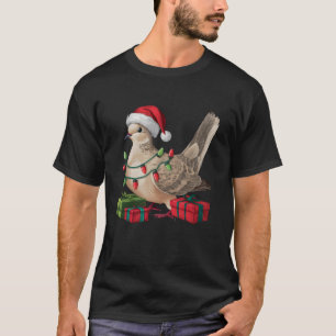 Camiseta Navidad alumbrando Santa Hat de luto Dove Bird