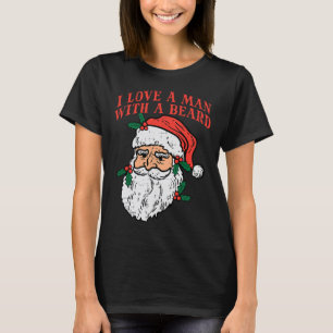 Camiseta Navidad amo hombre con barba Santa divertido Xmas