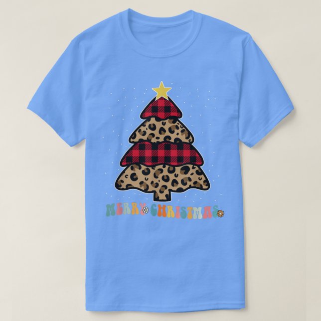 Camiseta Navidad Árbol claro Navidad Navidad Groovy leopard (Diseño del anverso)