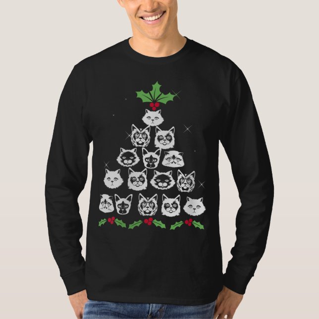 Camiseta Navidad Árbol de gato Gracioso Novedad gitana de N (Anverso)