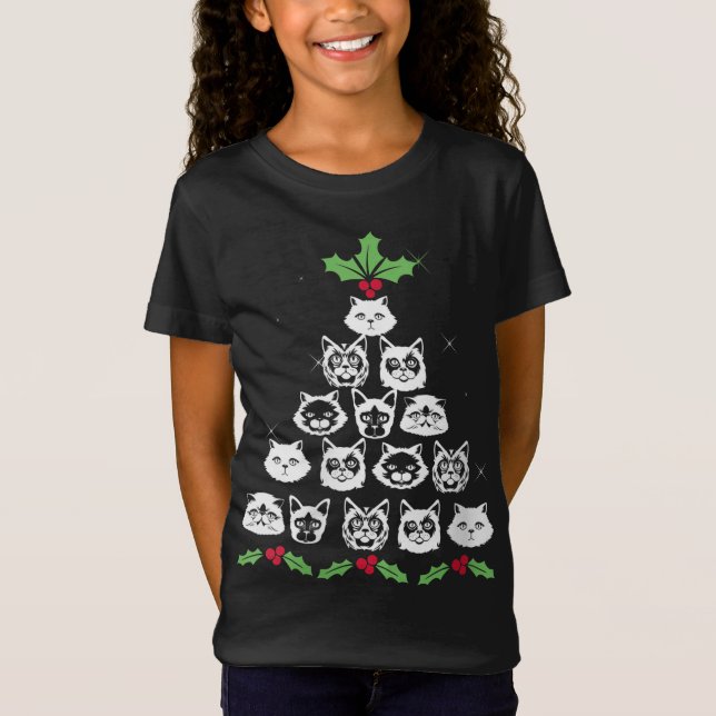 Camiseta Navidad Árbol de gato Gracioso Novedad gitana de N (Anverso)