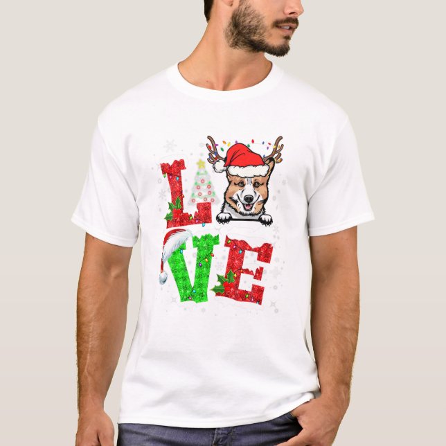 Camiseta Navidad Árbol Perro Corgi Divertido (Anverso)
