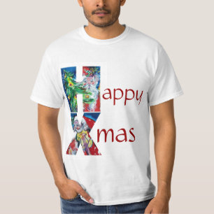 CAMISETA NAVIDAD ÁRBOL SANTA JUGANDO VIOLÍN XMAS MONOGRAMA