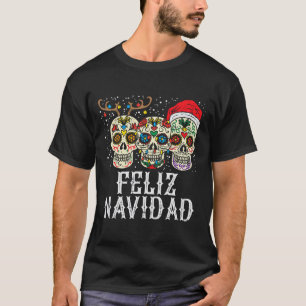 Camiseta Navidad Azúcar cráneo reno Santa Cristo mexicano