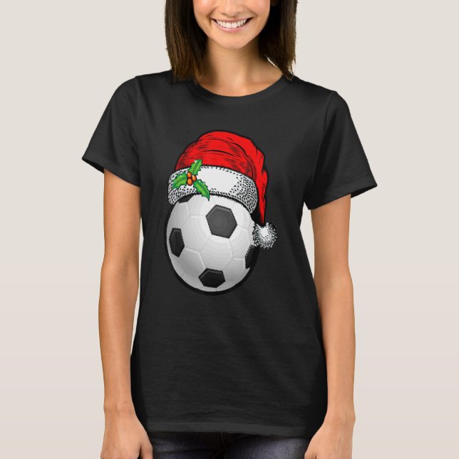 Camiseta Navidad Balón de fútbol Santa Hat Xmas Deporte par (Anverso)