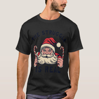 Camiseta Navidad blanca "la lucha es real" retro