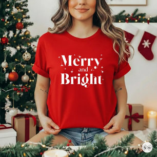 Camiseta Navidad Bonita Roja Blanca Alegre y Brillante