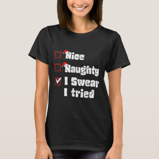 Camiseta Navidad Bonito Travieso Juro Que Lo Intenté Lista 