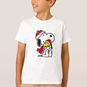 Camiseta navidad cálida con snoopy y woodstock