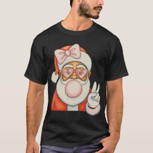 Camiseta Navidad Chicle Burbuja Santa Negro Estadounidense
