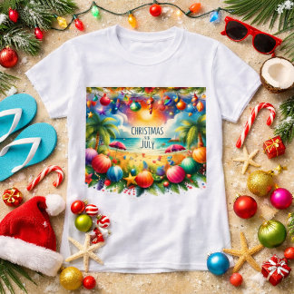 Camiseta Navidad con ambiente de playa en julio