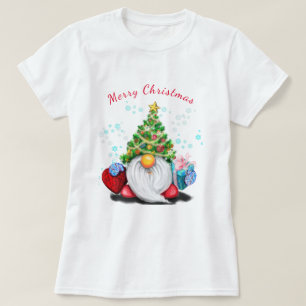 Camiseta navidad con Gnome feliz con regalos