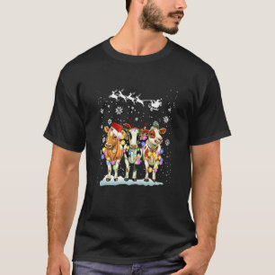 Camiseta Navidad Con Mi Rebaño Luz Santa Vaca Granjero Niev