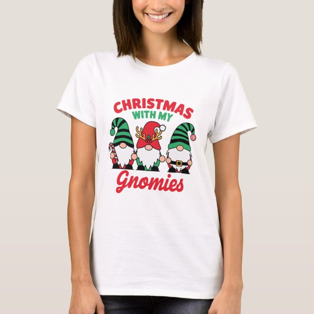 Camiseta Navidad Con Mis Gnomitos Divertida Fiesta Gnome (Anverso)