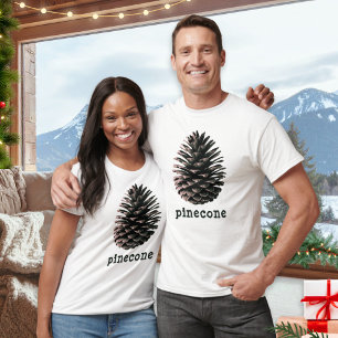 Camiseta Navidad Cono de Pino Rústico Chic Minimalista