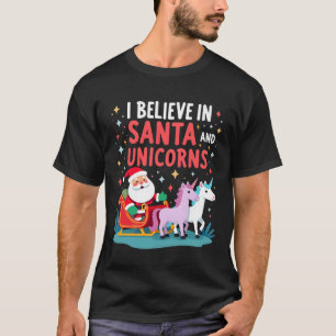 Camiseta Navidad Creo En Santa Y Unicornios Divertido Xm