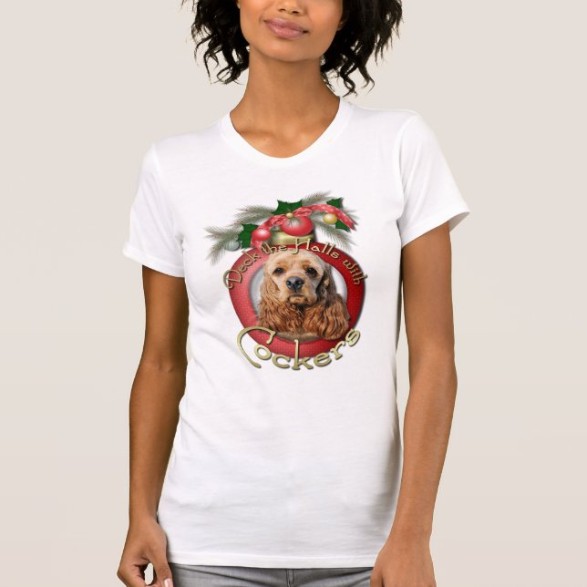 Camiseta Navidad - cubierta los pasillos - cocker (Anverso)