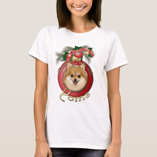Camiseta Navidad - cubierta los pasillos - Poms (Anverso)