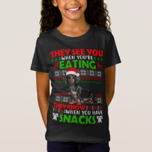 Camiseta Navidad Dachshund Santa te ven cuando eres Eati