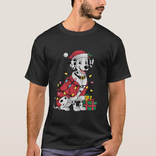 Camiseta Navidad dálmata iluminando a Cristo de perro de Sa (Anverso)