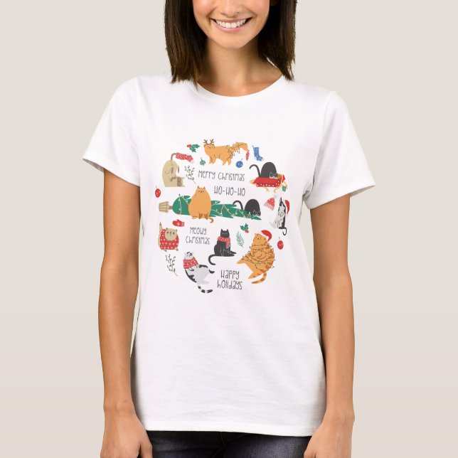 Camiseta Navidad de Amante de Gatos (Anverso)