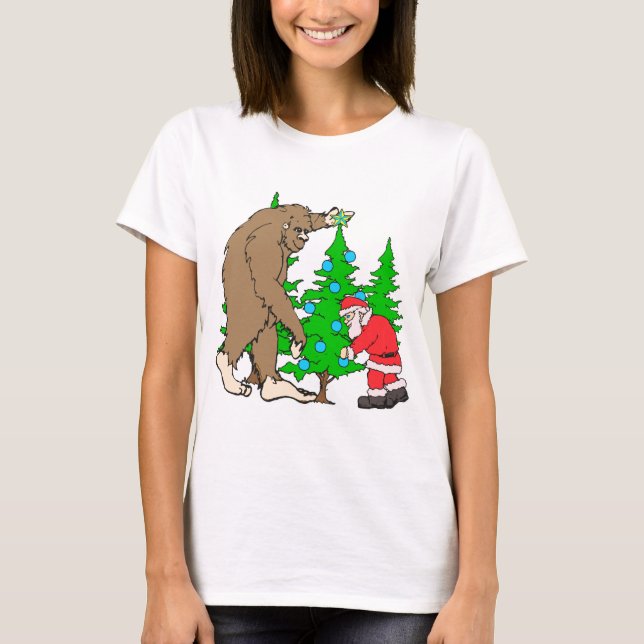 Camiseta Navidad de Bigfoot y de Santa (Anverso)