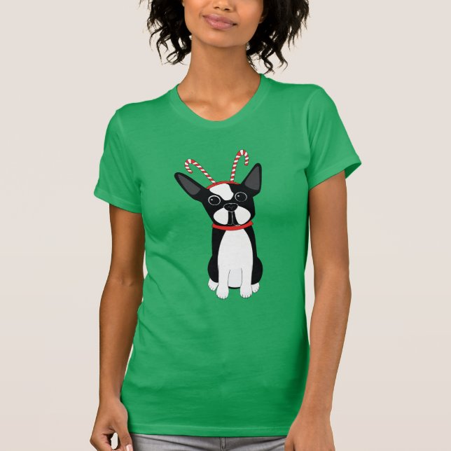 Camiseta Navidad de Boston Terrier (Anverso)