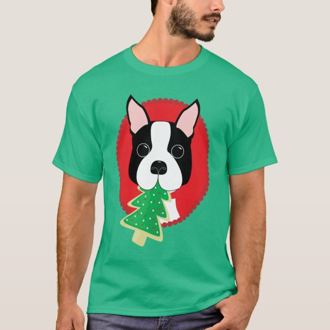 Camiseta Navidad de Boston Terrier (Anverso)