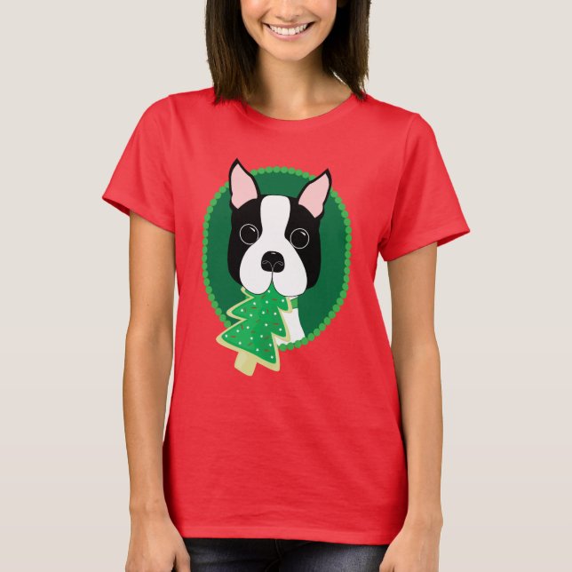 Camiseta Navidad de Boston Terrier (Anverso)