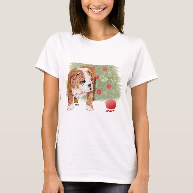 Camiseta Navidad de Bulldog Inglés (Anverso)