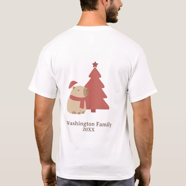 Camiseta Navidad de Capybara Acogedora Personalizada (Reverso)