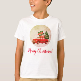 Camiseta Navidad de cosecha de camionetas rojas coincidente