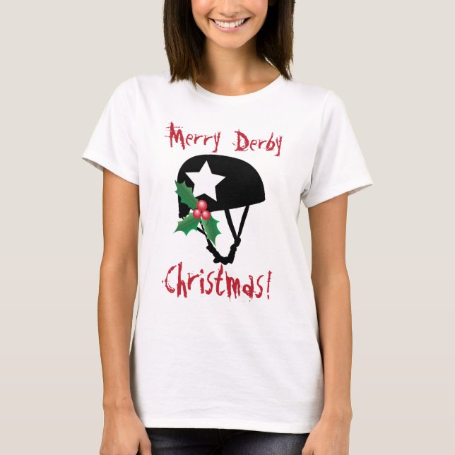 Camiseta Navidad de Derby del rodillo, patinaje sobre (Anverso)
