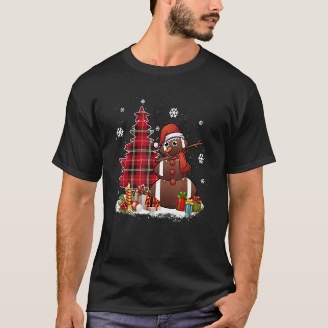 Camiseta Navidad de fútbol bola a Snowman Dabbing Santa Hat (Anverso)