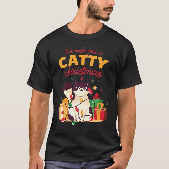 Camiseta Navidad de gato (Anverso)