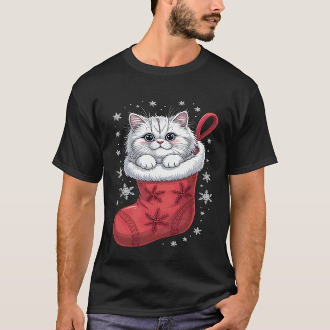 Camiseta Navidad de gato persa (Anverso)
