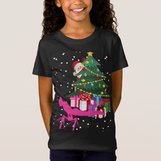 Camiseta Navidad de gimnasia: Santa, tráeme barras de gimna (Anverso)